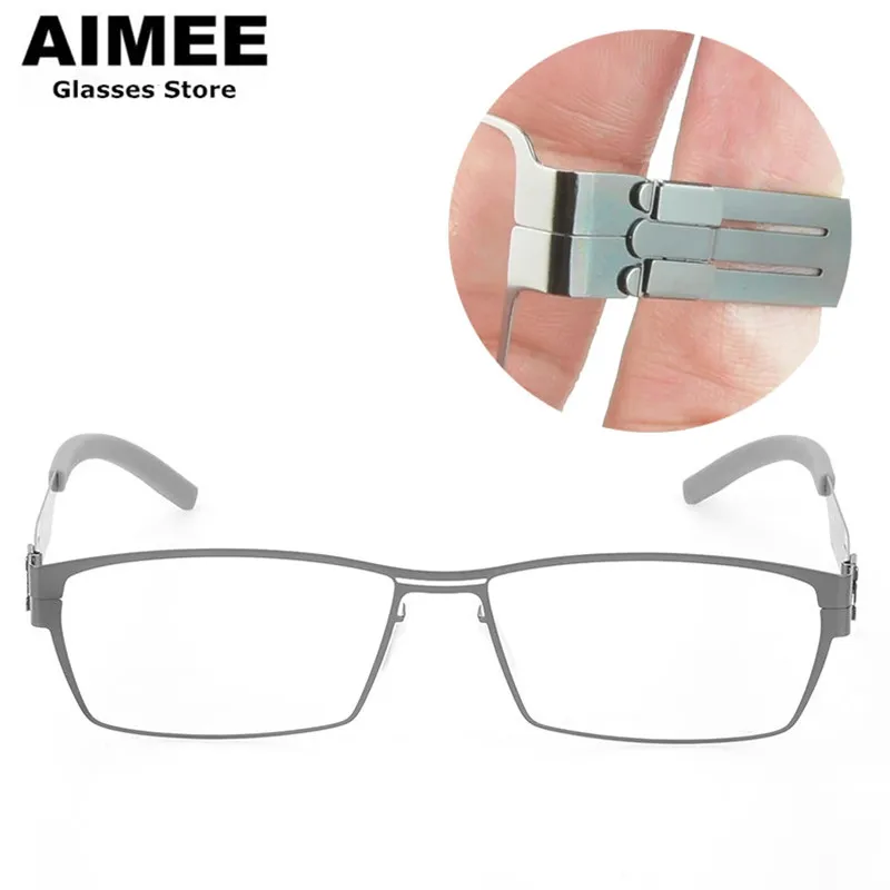 Men’s Square Business Glasses Frame Stainless Steel Ultralight Prescription Eyeglasses Germany Brand Design Optical Spectacles