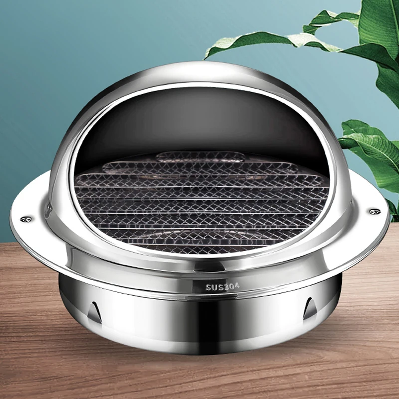 304 Stainless Steel Round Brush External Air Extractor Wall Mounted Hood Air Outlet Cap Waterproof Rainproof Ventilated Exhaust