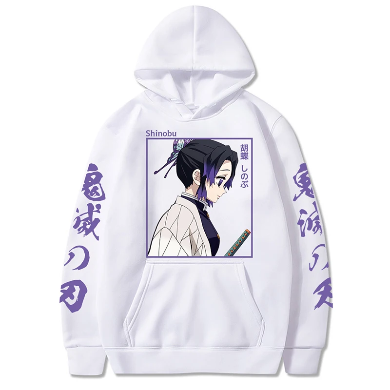 Demon Slayer Anime Hoodie Shinobu Kocho Men Women Sweatshirts Harajuku Plus Size Unisex Long Sleeve Pullover Clothes Tops