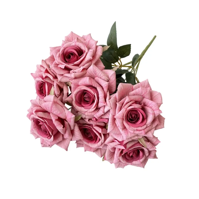 NEW 41CM 7 Forks Silk Screen Rose Artificial Flower Wedding Living Room Decoration Road Guide Bouquet, Artificial Flower image 3