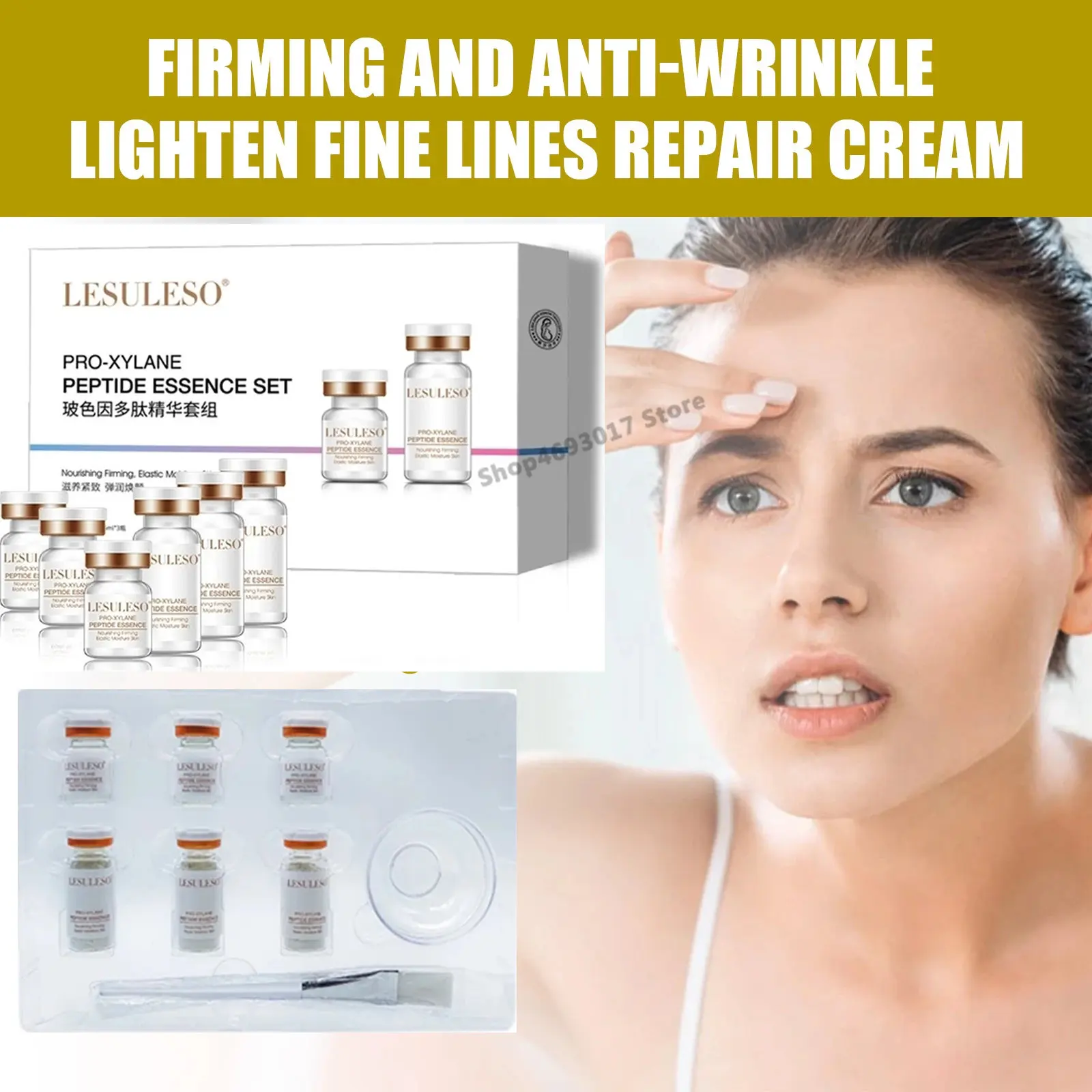 Hyaluronic Acid Peptides Essence Sets for Face Anti-Aging Firming Lift Reducing Pores Fade Fine Remove Pro-Xylane Peptides Serum