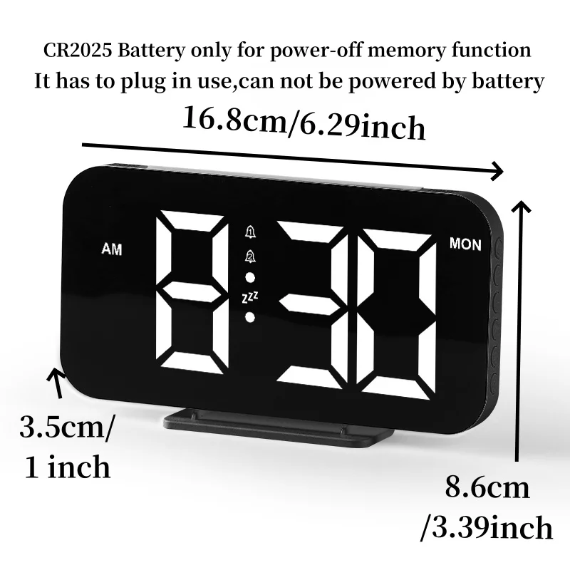 RGB Digital Alarm Clock Time Week with RGB Mood Light 2 Alarm Snooze Table Clock 12/24H USB Output Port Charging LED Clock