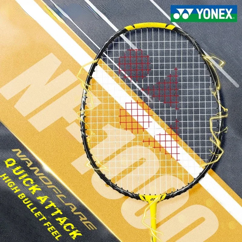 Yonex-Ensemble de raquette de badminton professionnelle authentique, livres personnalisés et type de ficelle, jaune, hors commandes, NF 1000Z