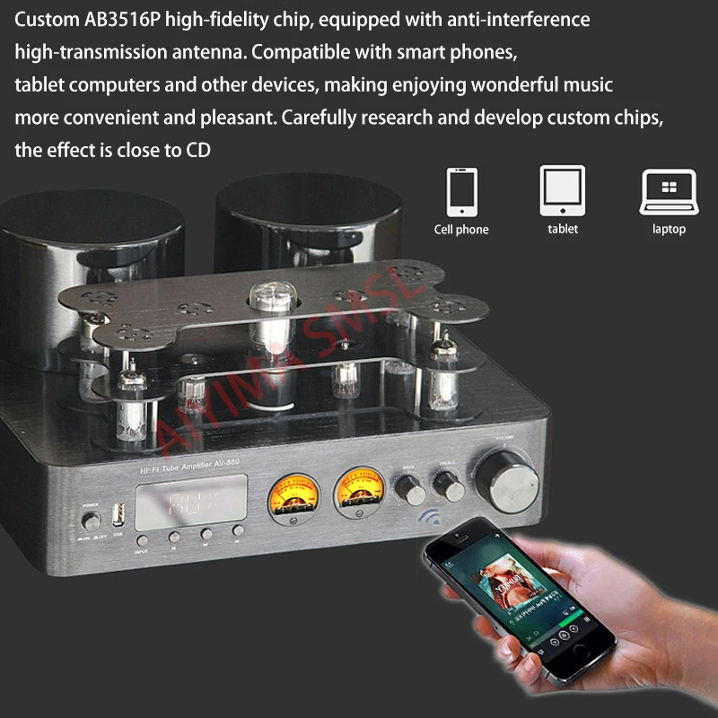 Aiyima smsl 200ワット2.0 6U1 6A2 6H2 WY-3Pハイファイ管アンプ5200 1943 bluetooth 5.0 usb同軸光ファイバ真空管アンプ