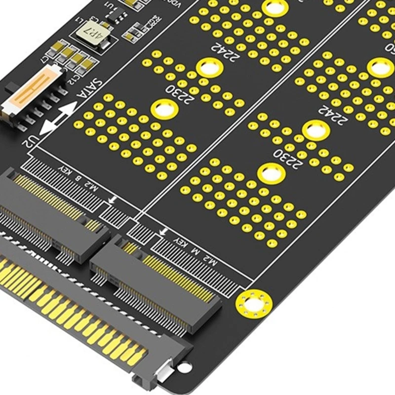 Bộ chuyển đổi SSD M.2 SAT2.0A 2 trong 1 Hỗ trợ SSD M.2(NGFF) mKey NVME sang