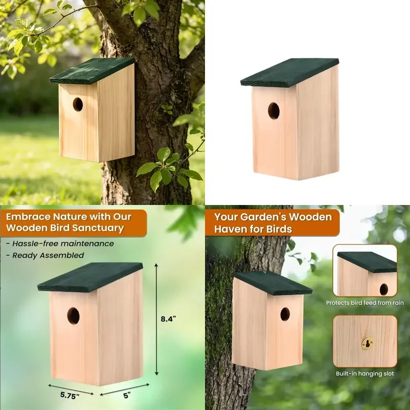 for Wooden Crafts Traditional Nested Bird Nest Outdoor Durable Natural Wood Design Hanging Freestanding Bird House