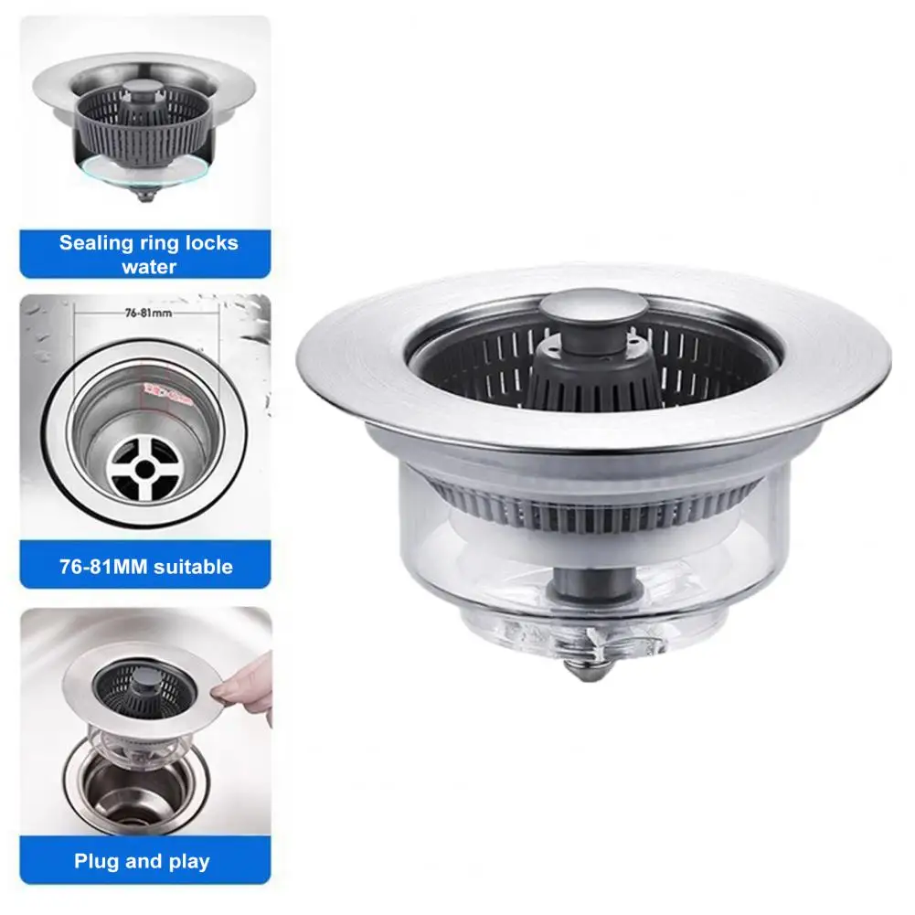 

3-In-1 Stainless Steel Sink Stopper Anti-Clog Leak-free Sewer Stopper Sink Clog Solution Universal Pop-up Drain And Stopper