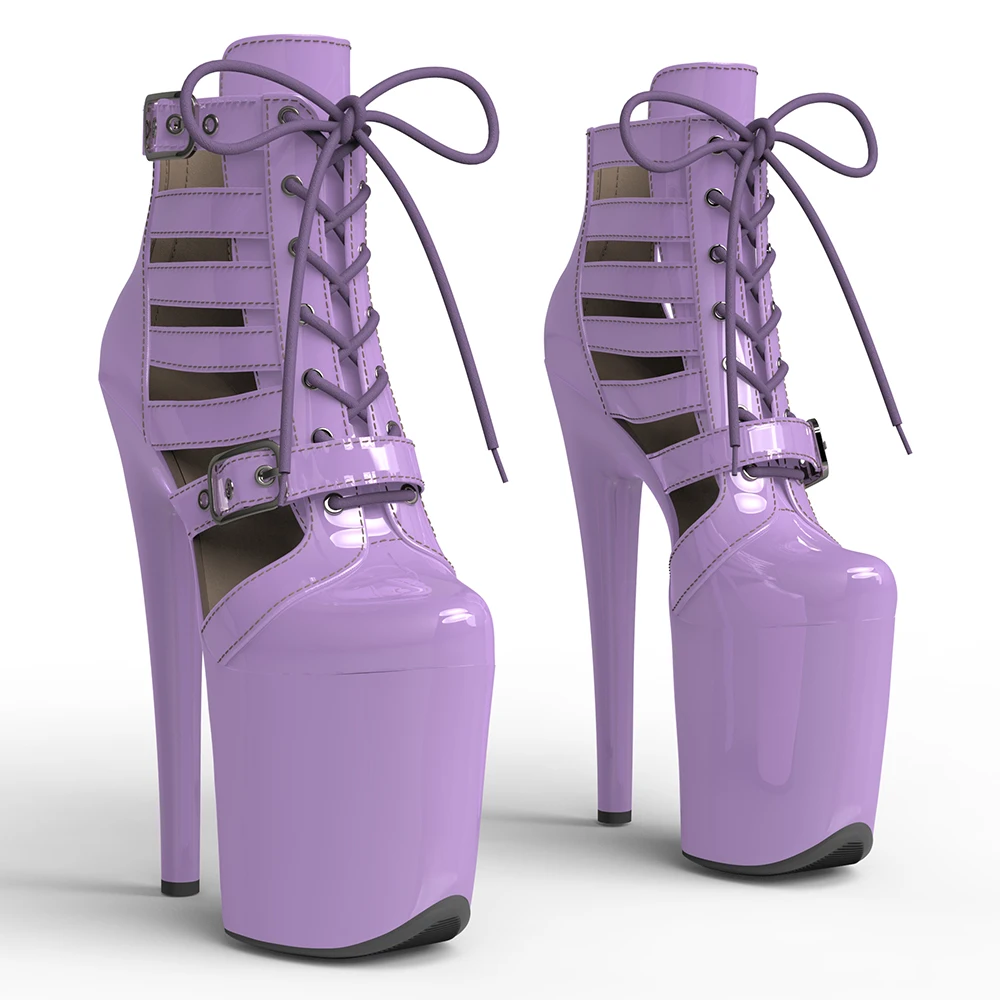 Leecabe 20CM/8inches Patent PU Upper trend fashion High Heel platform Boots Pole Dance boots