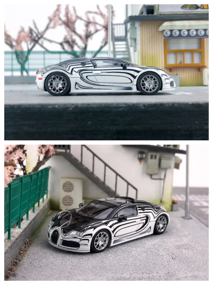 Mortal 1/64 VEYRON SUPER SPORT CAR, modelo blanco y negro, Metal fundido a presión, Colección, edición limitada, Hobby Toys