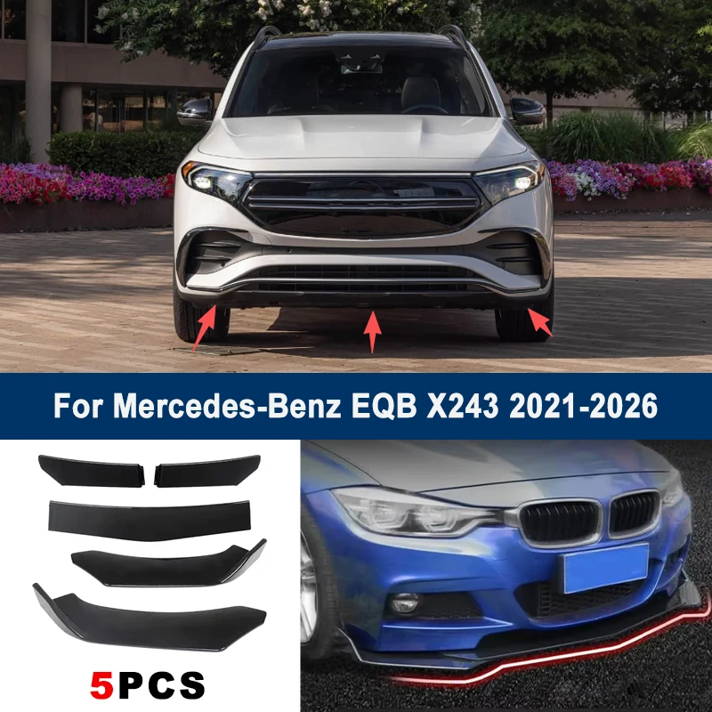 

5Pcs Adjustable Sectional Front Bumper Lip Spoiler Splitter For Mercedes-Benz EQB X243 2021-2026 2022 Car Exterior Mod Parts