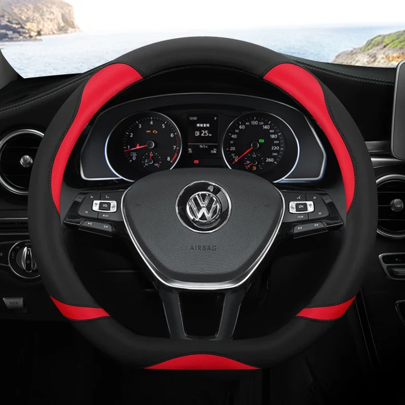 D Shape Car Steering Wheel Cover For VW Golf 7 Polo 2014-2022 Scirocco Jetta 6 2017-2022 Santana 2016-2022 Auto Accesorioss