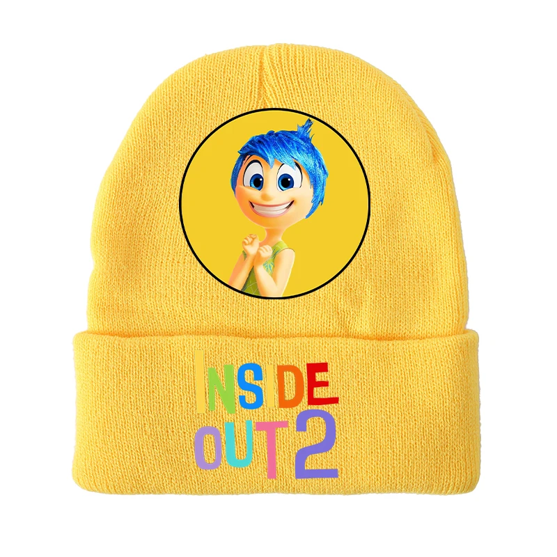 Inside Out 2 Joy Sadness Disney Girls Boys Knitted Hats Cartoon Children Headgear Cotton Cute Woolen Cap Anime Kid Birthday Gift