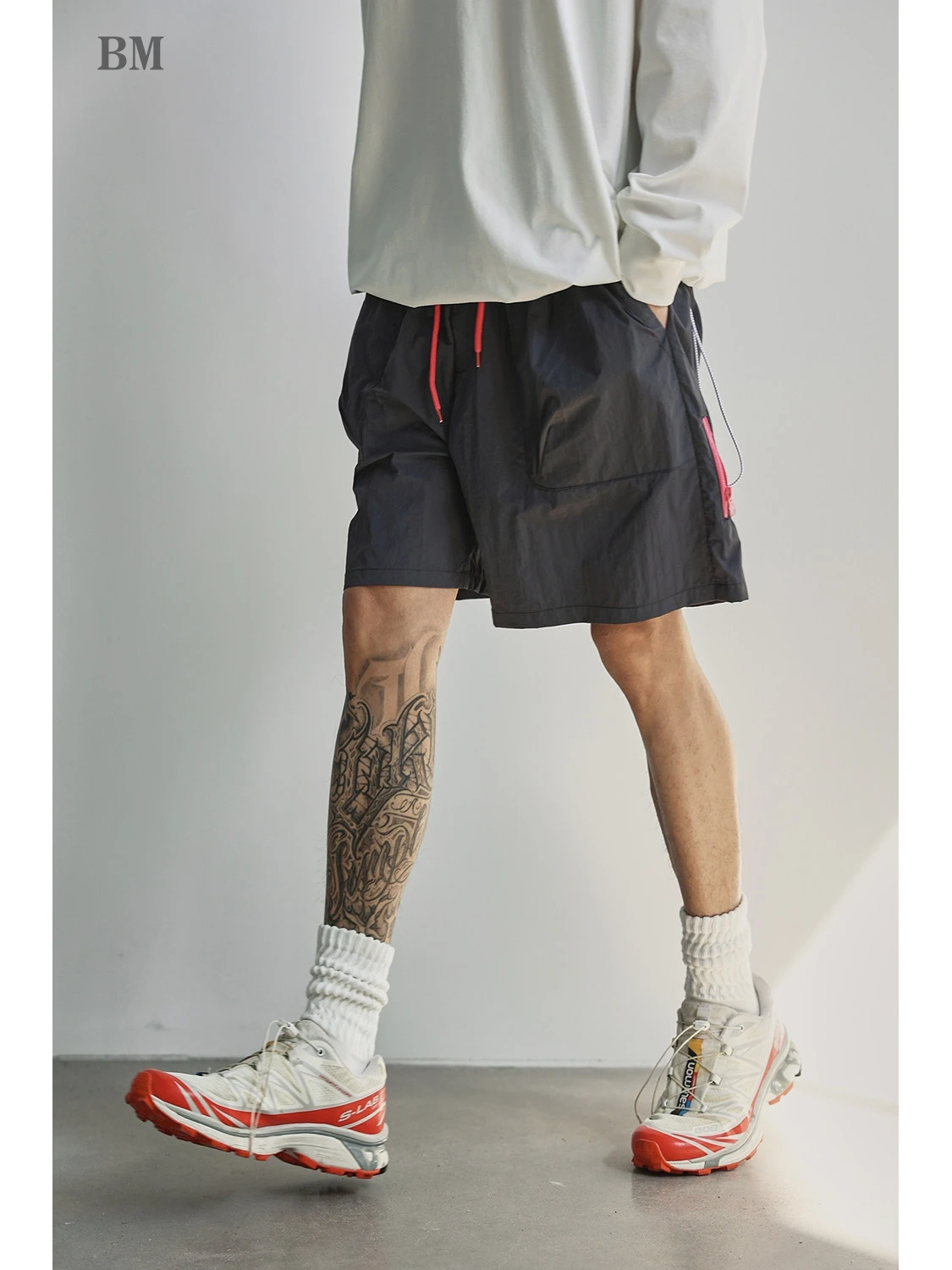 Mens Summer Vintage Solid Simple Drawstring Shorts 5 Inch Lightweight Quick Dry Breathable Outdoor Hiking Running Beach Sport