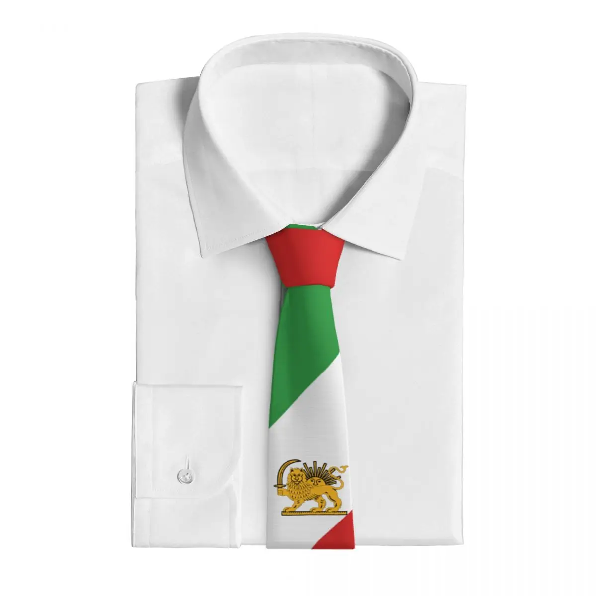 Iran Flag Tie Emblem Persia Sun Lion Design Neck Ties Vintage Cool Collar Tie Men Wedding Party Necktie Accessories