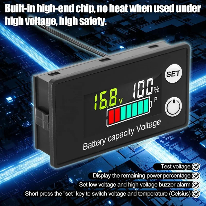 AA01-For عربة جولف شاشة البطارية الرقمية 4 حزمة 8-100 فولت ، 12 فولت 24 فولت 36 فولت 48 فولت 60 فولت 72 فولت ، شاشة الكريستال السائل ل مركبة بحرية/سيارة دراجة نارية #3