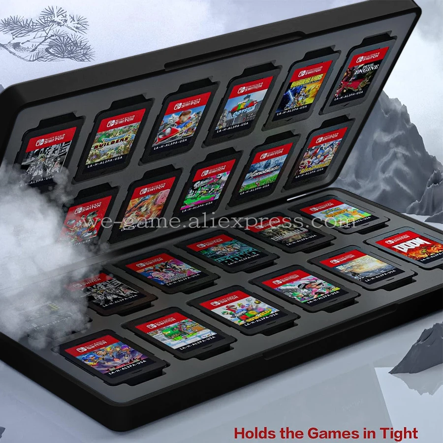 Nintend Switch 24 Game Cards 48 SD Card Storage Case Magnetic Hard Shell Silicone Lining Box Cute Case dla Nintendo Switch OLED