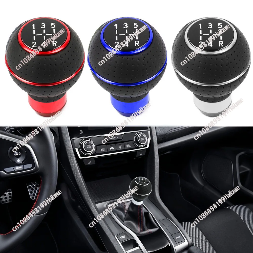 Universal 5 Speed Leather＆Aluminium Car Gear Shift Knob For M8 M10 M11 M12 Shift Lever Gear Level Knob Shift Head