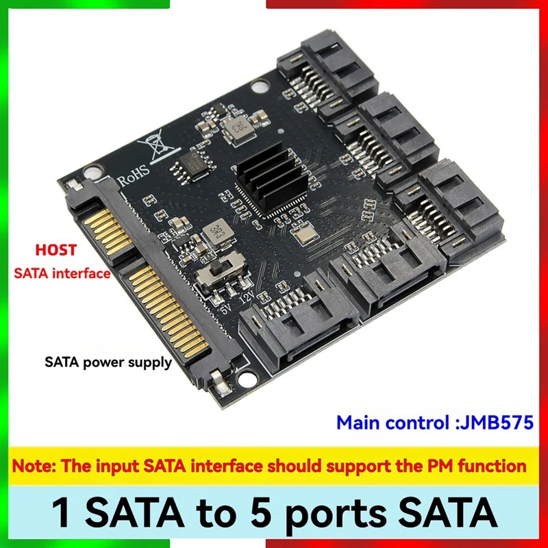 USB 3.0 to 3.0 Hard Drive Expansion Card 5 Port Hard Drives High-Speed Card JMB575 1 to 5 Expansion Card-ABVP
