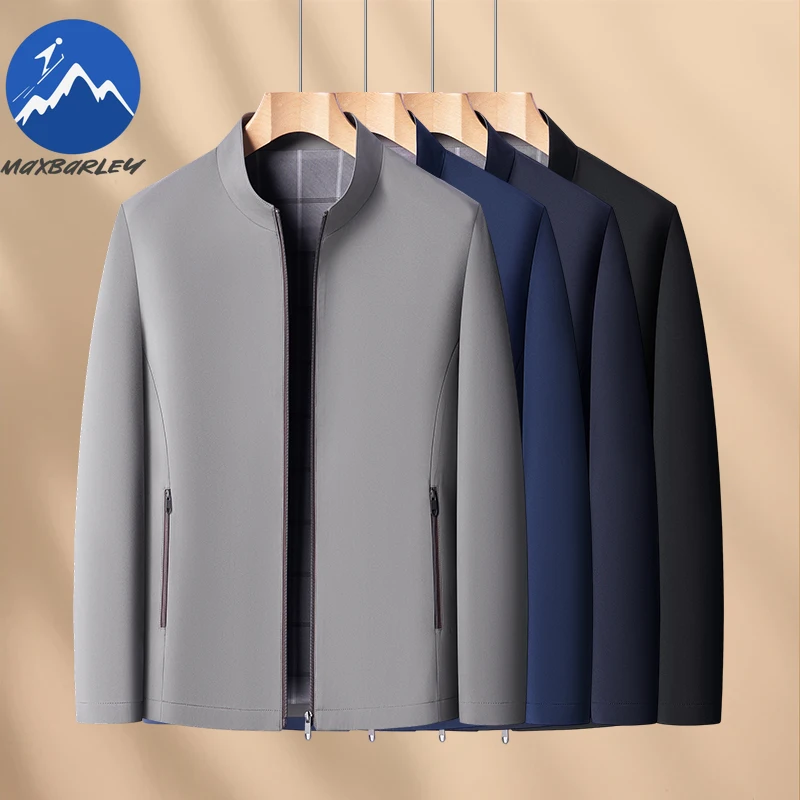 

Мужская куртка Maxbarley: Новинка весна-осень, легкий деловой повседневный пиджак с воротником-стойкой, стильная верхняя одежда для офиса
