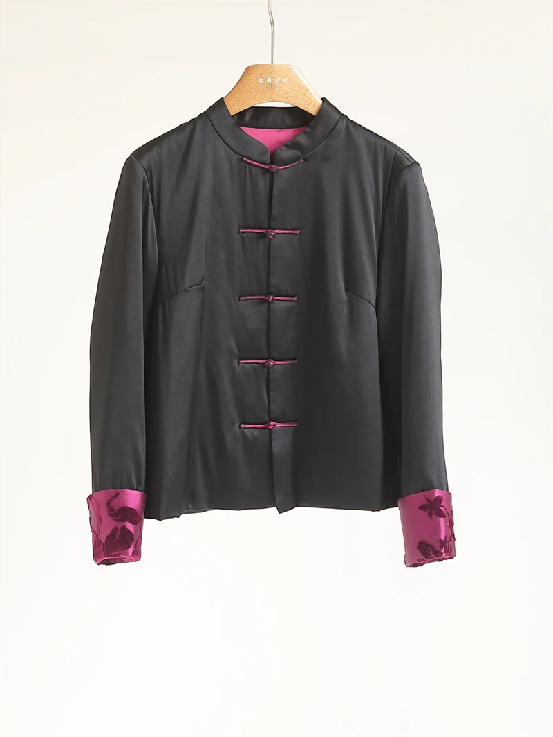 

Silk angyun Cotton Jaet Women's Traditional Chinese Sle Stand Collar Sve Velvet Slimming Top Fanyoo X5668