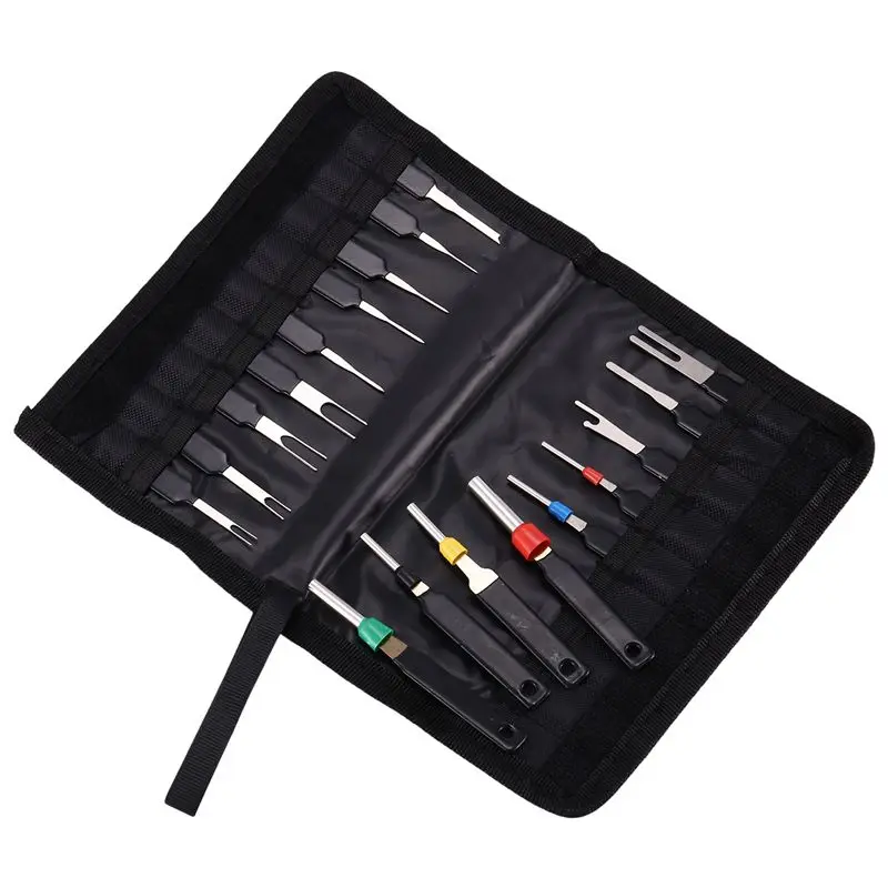Auto Terminal Removal Tool, Car Electrical Wiring Pin Extractor Connector Puller Kit ,Depinning Tool Set(18Pcs)-ABQU