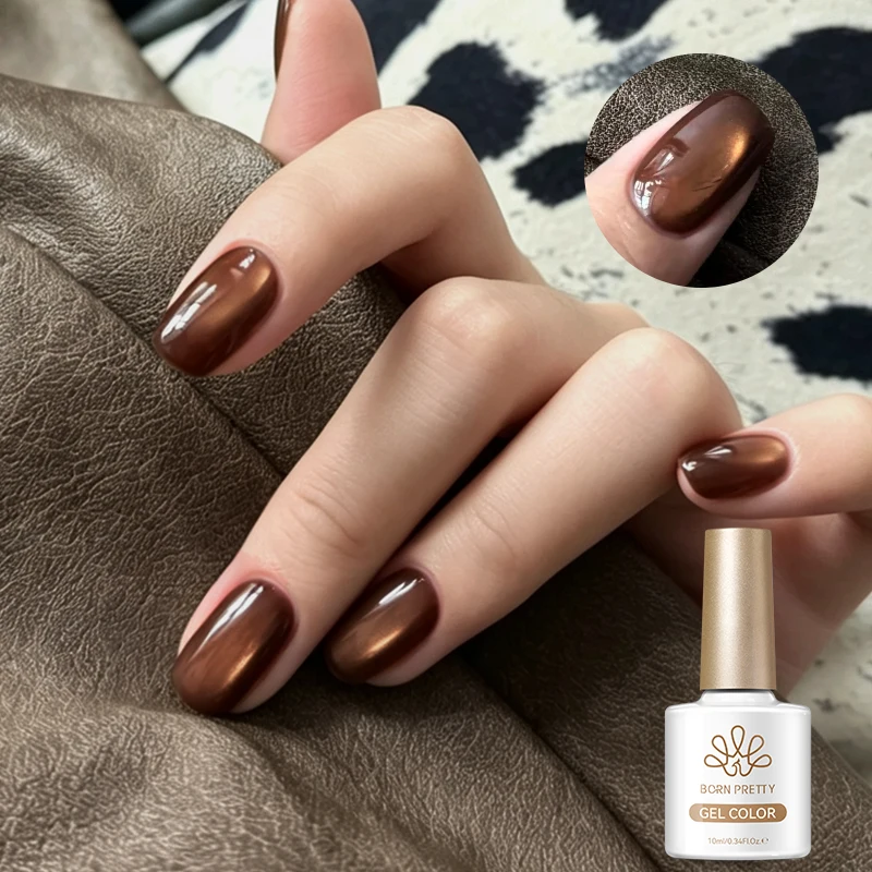 BORN PRETTY Coffee Chocolate Cat Magnetic Eye Gel Polish Golden Gradient 10ml Autumn Series Soak Off UV LED Nail Art DlY At Home