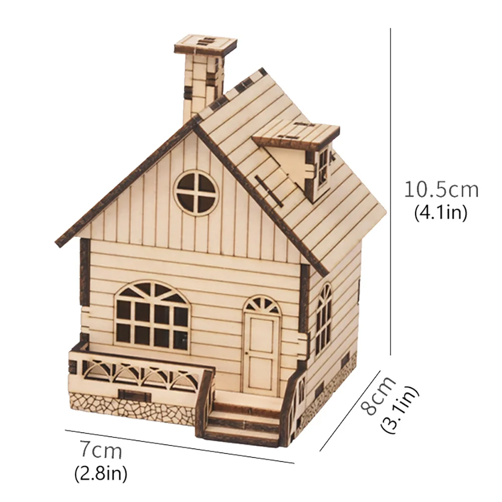 1Set Kersthuis Houten Speeldoos DIY Ambachten Materiaal Kit Educatieve Montage Cadeau voor Kinderen Creatieve Handgemaakte Ontspanning