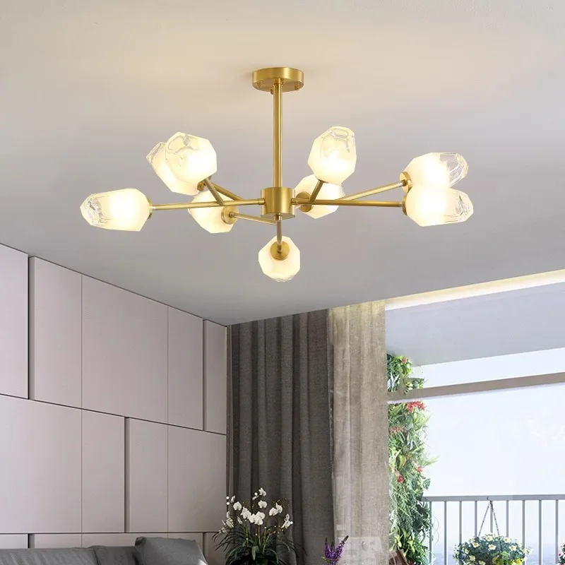 

Full copper flower branch glass chandelier，Suitable for dining room, bedroom home decoration, modern ceiling pendant lights