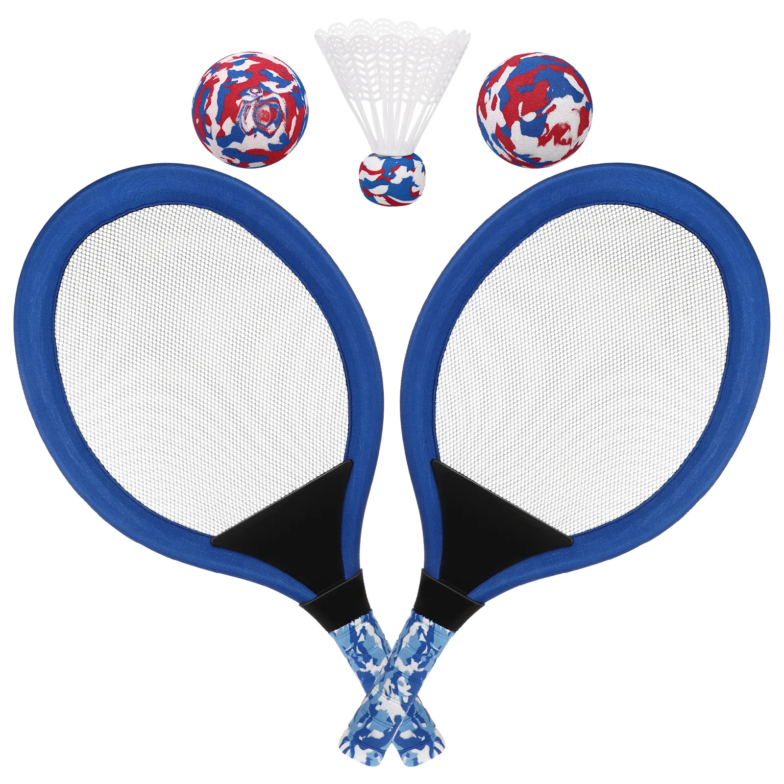 1 زوج مضارب مجموعة تنس الريشة الاستخدام المزدوج إيفا مادة لينة آمنة للمبتدئين 3 سنوات فوق رياض الأطفال الأزرق #4