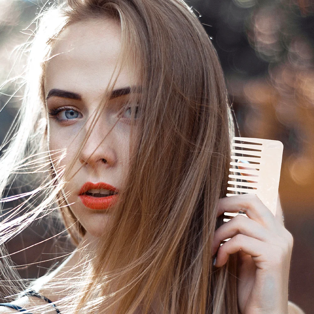 

2pcs Anti-static Acetate Sheet Combs for Curly Hair Detangler Shower Wet Comb Travel Portable Large Tooth Comb Set