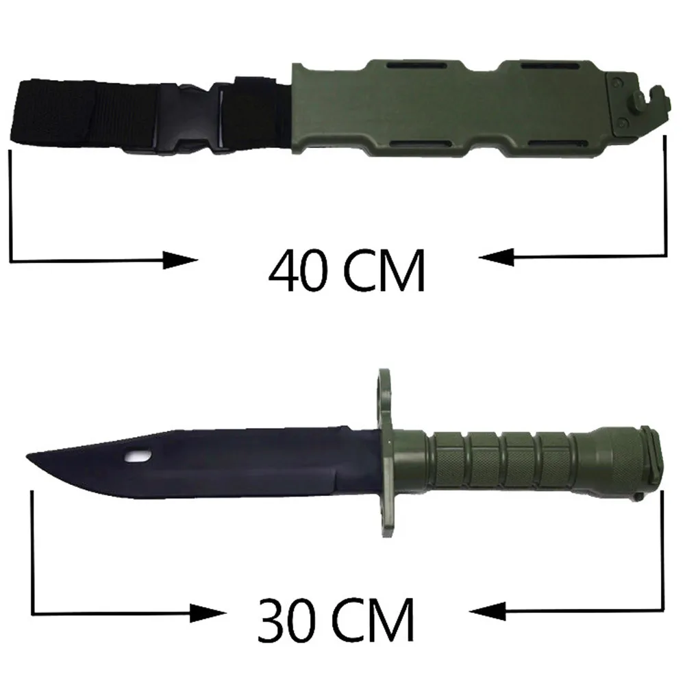 2pcs  Rubber Knife Outdoor Military Training Foldable   Plastic Knife With Scabbard for Combat game