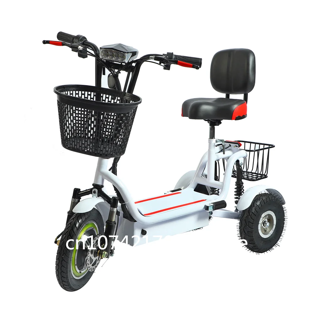 Foldable Electric Tricycle, High Power,Third Gear, Adjustable, Leisure, Commuting, Vehice, 11 Inch, 48V,12A 350W, Range 40-50KM