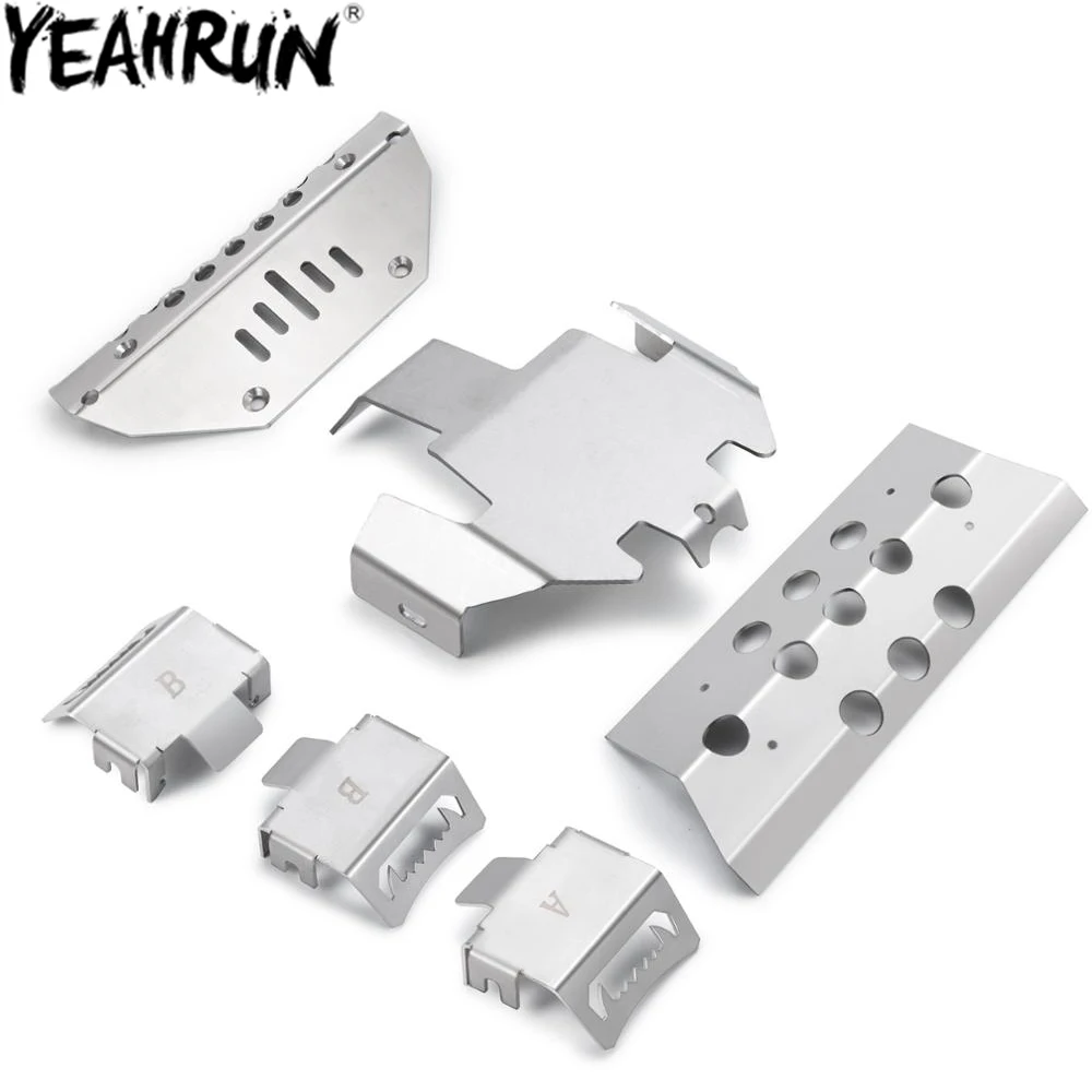 YEAHRUN Stainless Steel Chassis Armor Axle Protector Skid Plate for 1/10 RC Crawler Car TRX6 TRX-6 Upgrade Parts