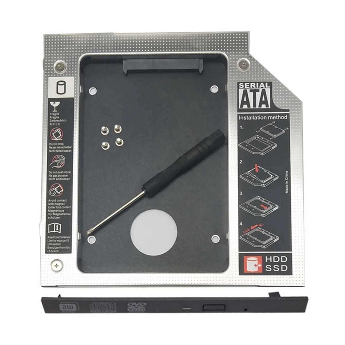 9.0mm SATA Second Hard Drive SSD Hard Drive All Aluminum Ultra Slim Optical Bay