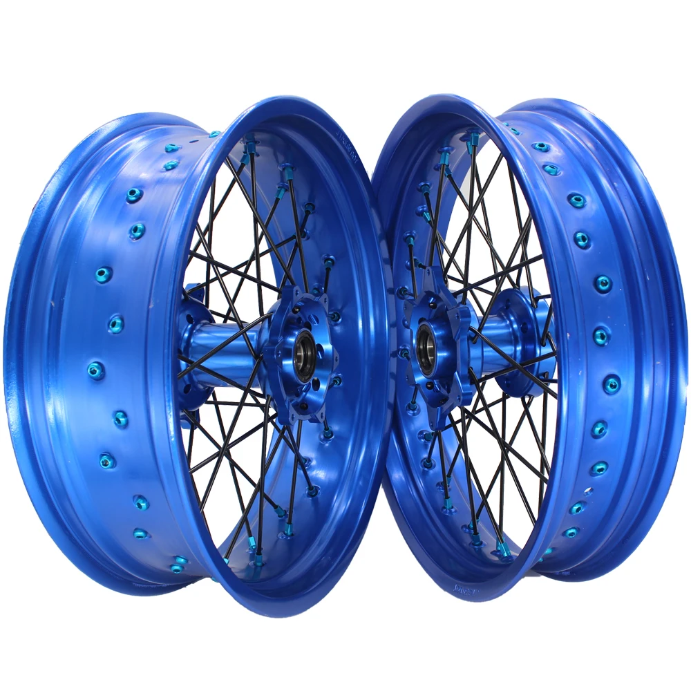 ملحقات الدراجة النارية مقاس 17 بوصة عجلة دراجة نارية ذات حافة أمامية وخلفية مجموعة عجلات Super Moto لـ YZ YZF 250 450 F