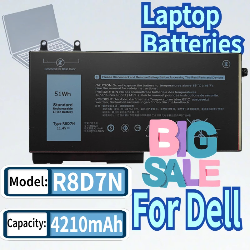 

11.4V 4210mAh R8D7N Laptop Battery For Dell Latitude E5400 5410 E5410 5500 Precision 3540 M3540 3540 1V1XF