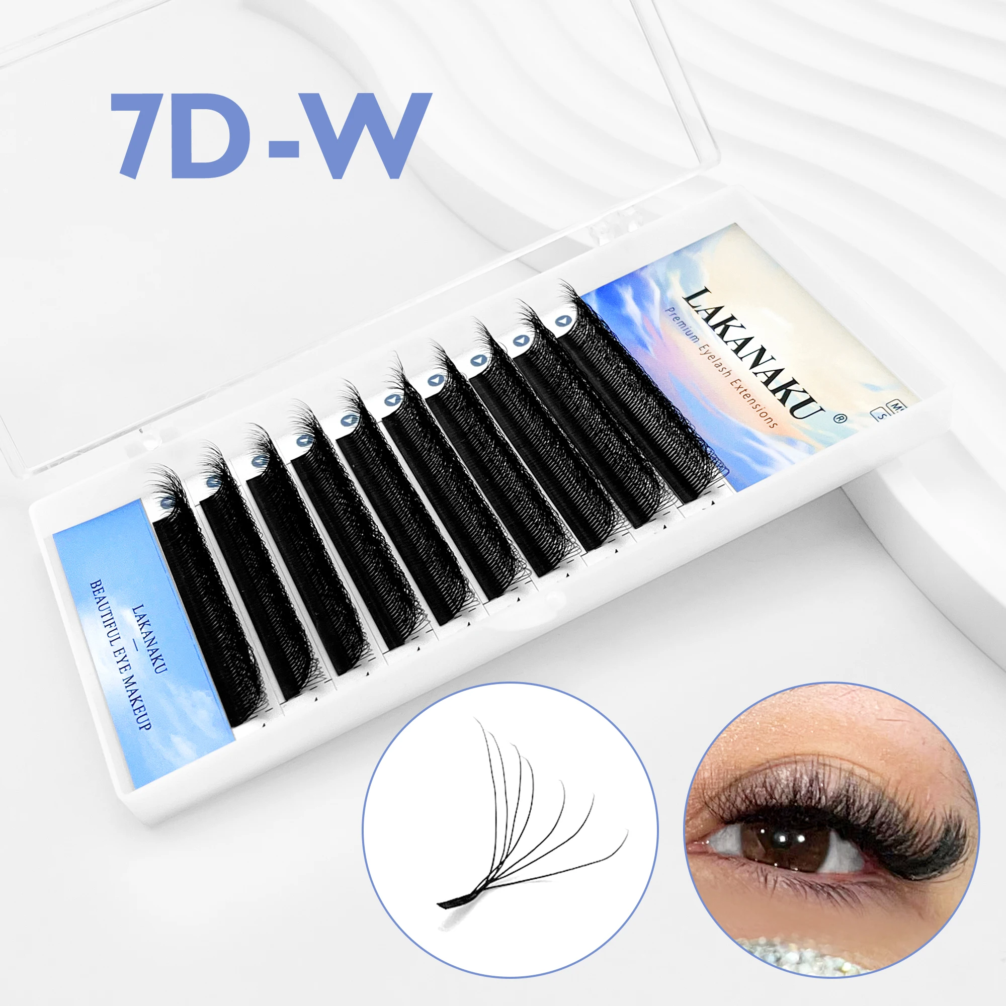 

LAKANAKU Eyelash Extensions 7DW Fan Flowering Shape Bloom Premade Volume Fans Individual Lashes Natural Soft Professional Makeup