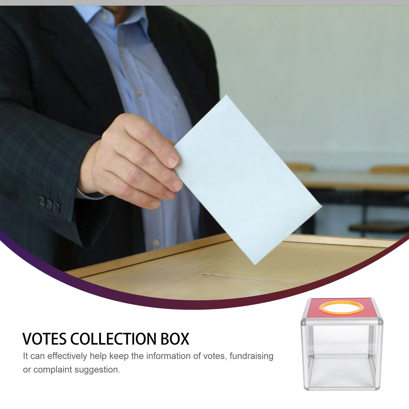 

1Pcs Clear Lockable Draw Box Transparent Raffle Lottery Box Fundraising Donation Votes Collection Container