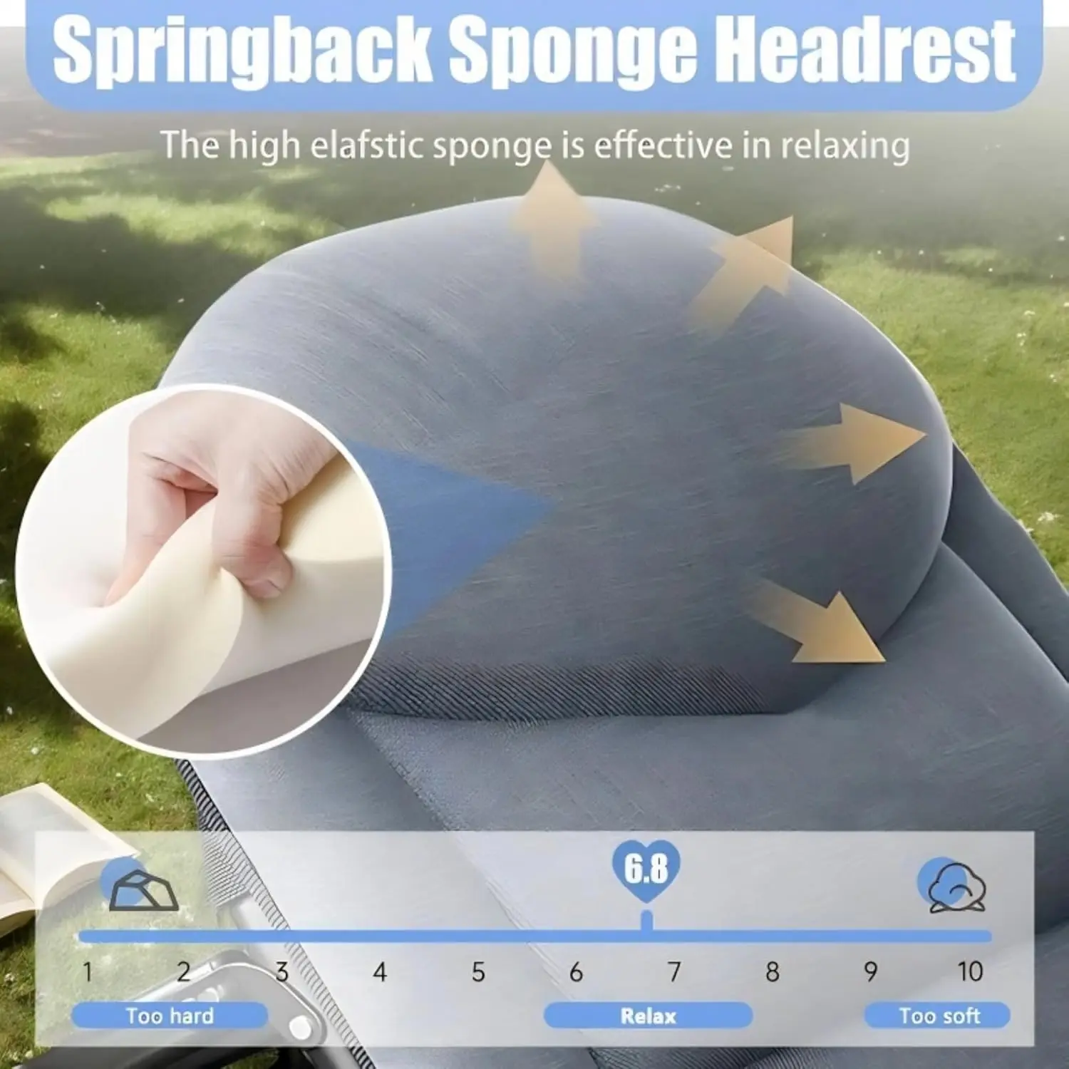 Berço dobrável, berço de acampamento ajustável de 6 ângulos com colchão para pátio e praia, cama dobrável portátil resistente lay flat recllini