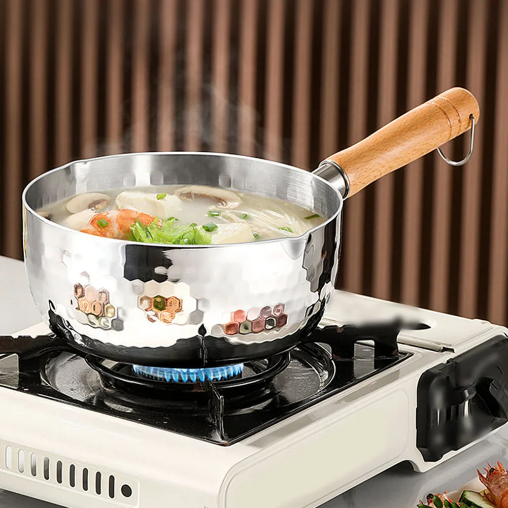 Stainless Steel Cooking Pot with Steamer Basket Tempered Glass Lid and Rounded Spout for Milk Noodle and Soup Applications
