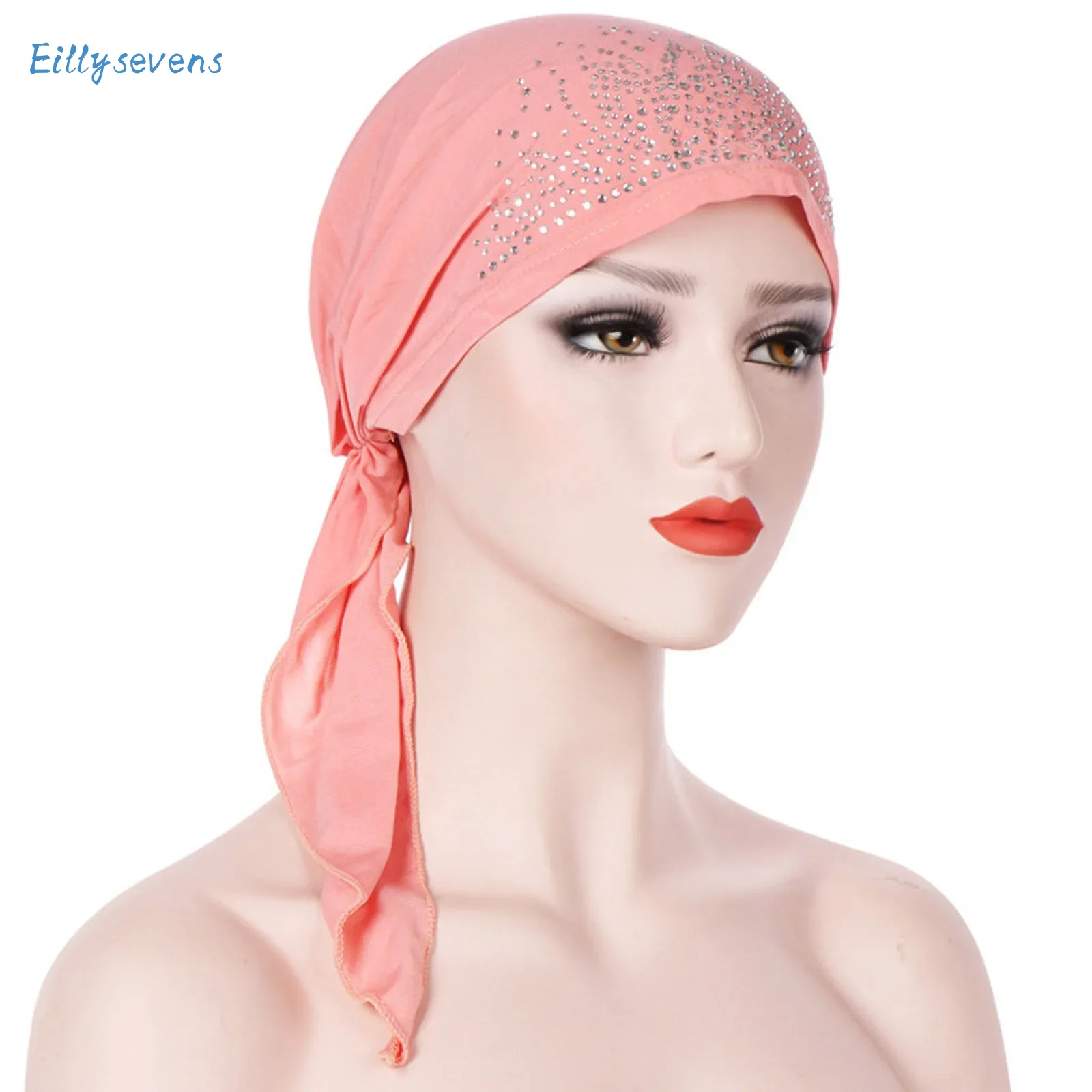 

8pcs Muslim Women Hijabs Stretch Solid Wrinkle Turban Hat Cancer Chemo Beanies Caps Pre-Tied Scarf Headwear Headwrap