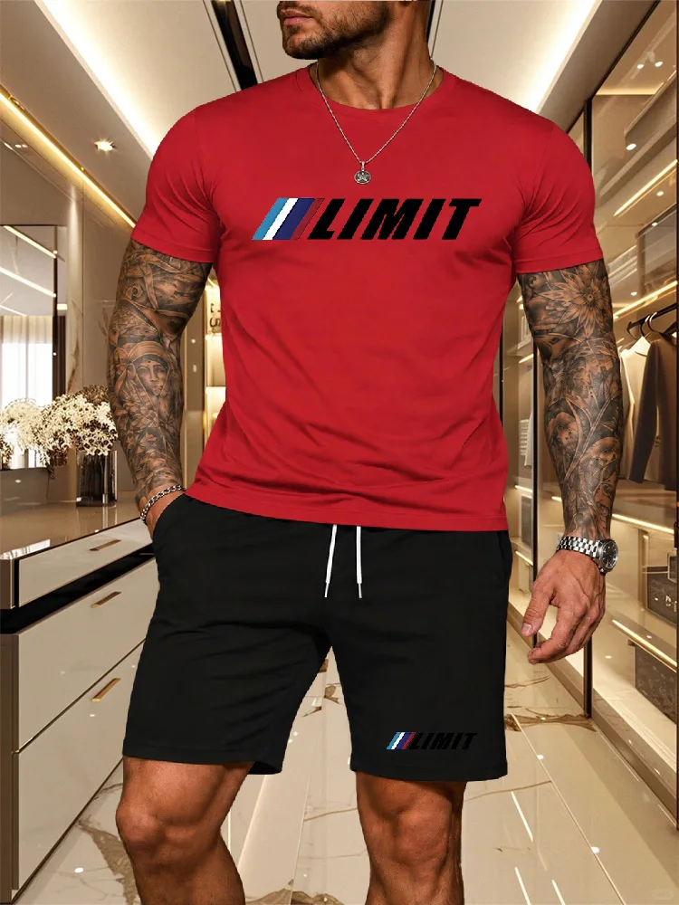 Men's Tracksuit 2 Piece O-neck Short Sleeve Shirt Shorts Set Men's Running Suit Plus Size T shirts Man Clothing Summer T-shirt