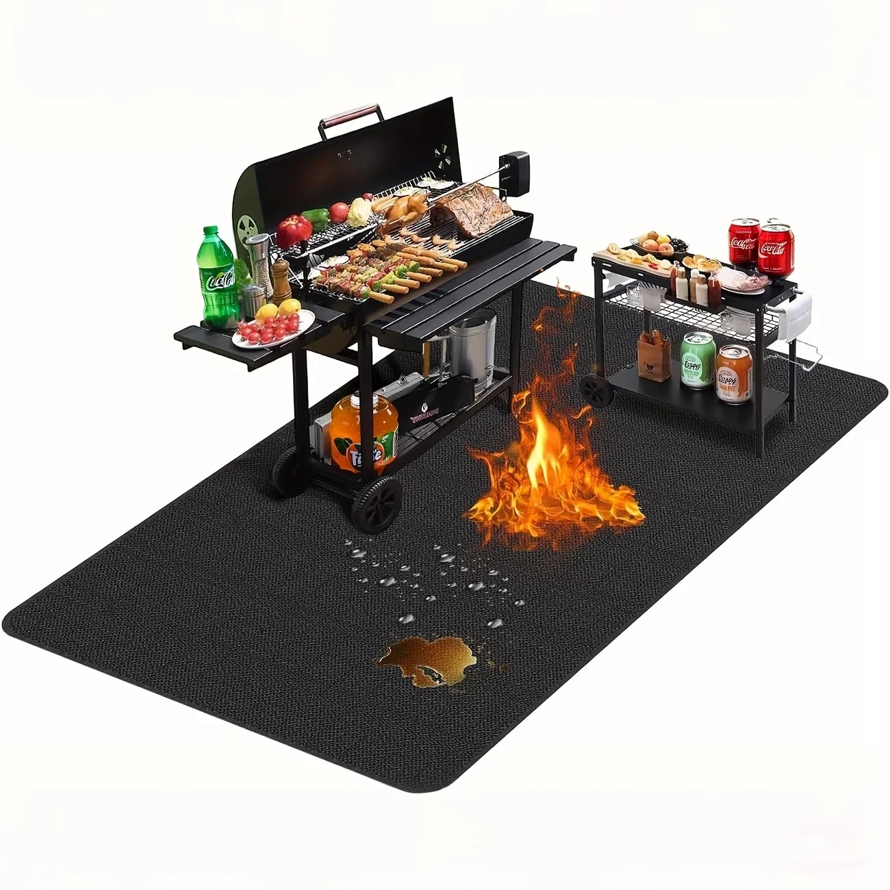 Large BBQ Grill Mat Double-Sided Fireproof,Heat-Resistant for Outdoor Grills,Fireplaces,Fire Pits,Waterproof Oil-Proof Protector