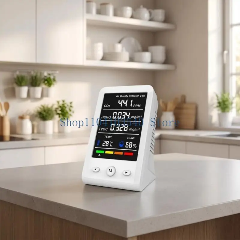 02DC Air Detector With LED Display Measure Formaldehyde CO2 TVOC Temperature Humidity
