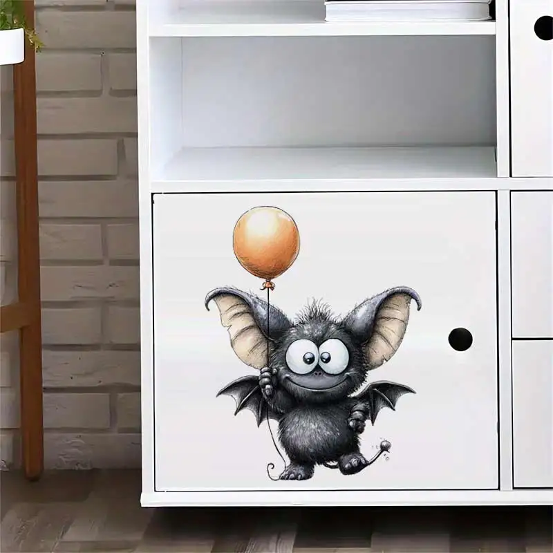 Quirky Bat Wall Sticker Toilet Lid Stickers, Bedroom Entrance Living Room Porch Home Decora Waterproof Decals Stickers M1528