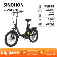 SINOHON ZP262-C20 Electric Bike250W Motor36V18AH Lithium Battery Adult City Electric Bicycle 20 inch Commuter Foldable E-bike