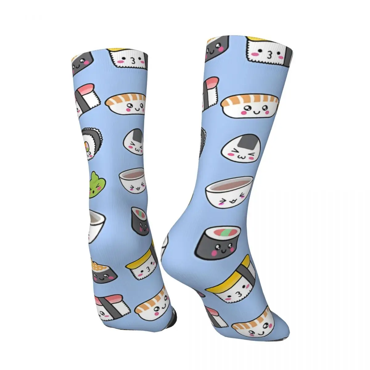 Happy Kawaii Sushi Pattern Men's Socks Vintage Harajuku Street Style Novelty Casual Crew Sock