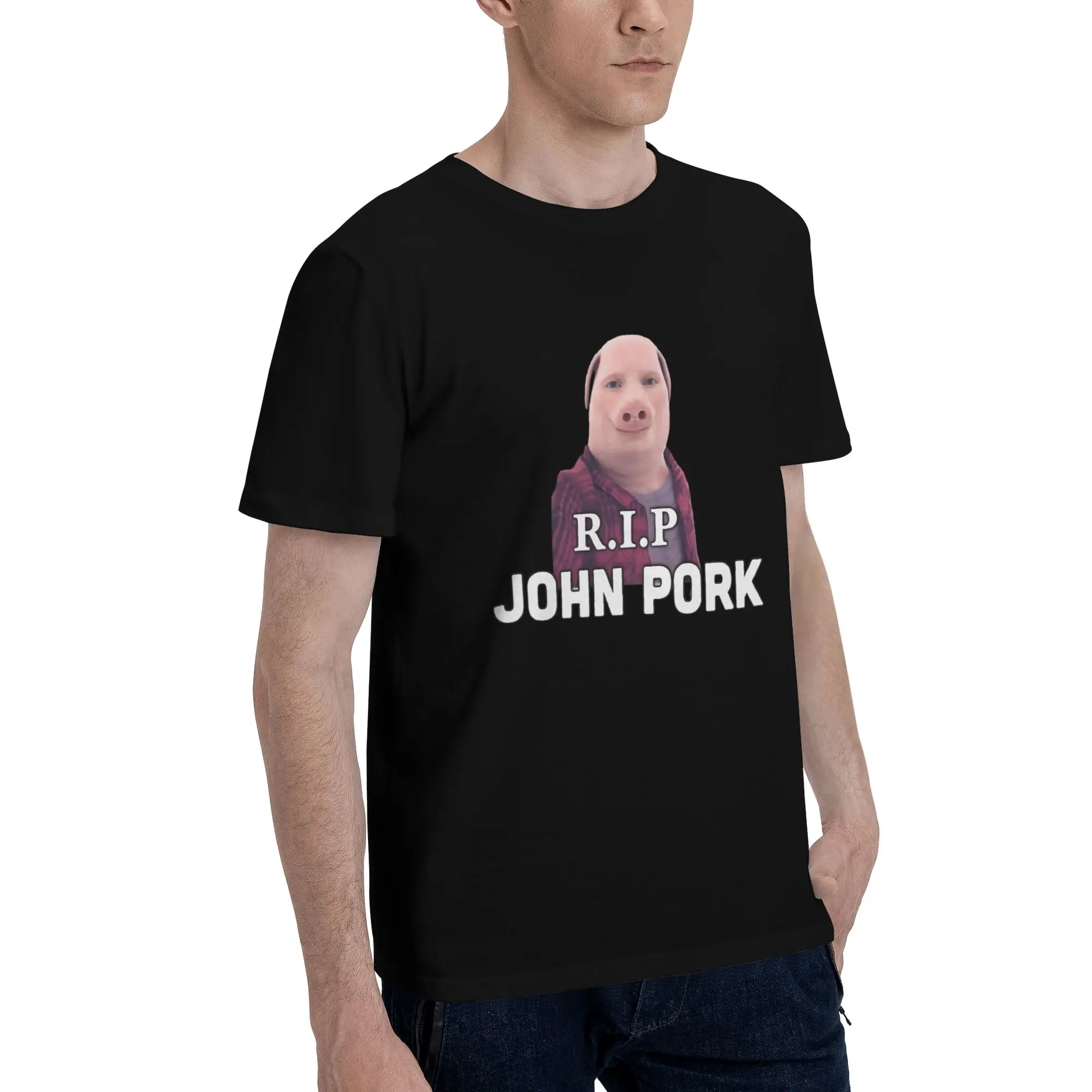 Custom Fashion John pork is calling T Shirt Men Short-Sleeve Funny Pig T-shirts Casual Tee 100% Cotton Slim Fit Tshirt Gift