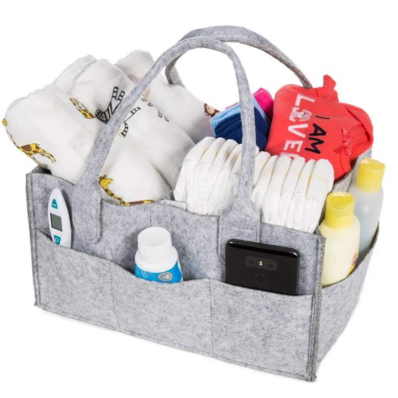 Sac à couches en feutre avec poches pour bébé, sac de rangement pour maman et bébé