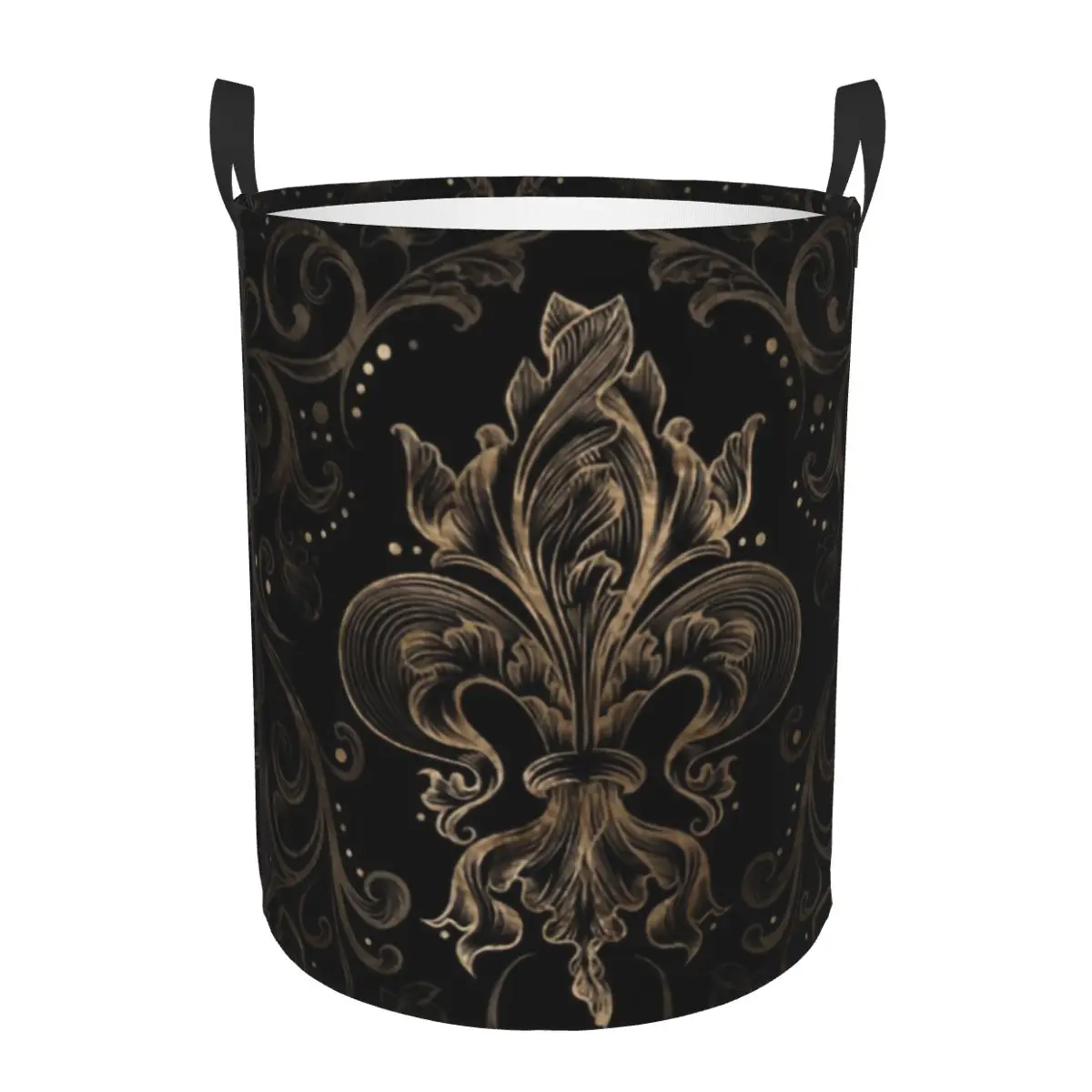 Fleur-de-lis Laundry Hamper Large Storage Basket Fleur De Lis Lily Flower Symbol Girls Boys Toy Organizer